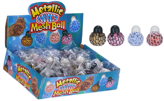 35MM METALLIC SQUEEZY BALLS W/CAP 4 ASST (DB)