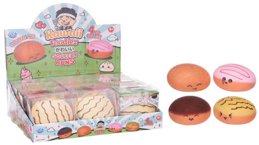 8CM SQUEEZY BUNS 4 ASST (DB) KAWAII FOODIEZ
