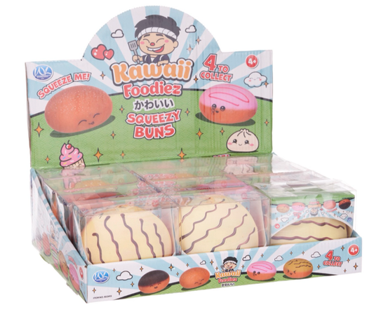 8CM SQUEEZY BUNS 4 ASST (DB) KAWAII FOODIEZ