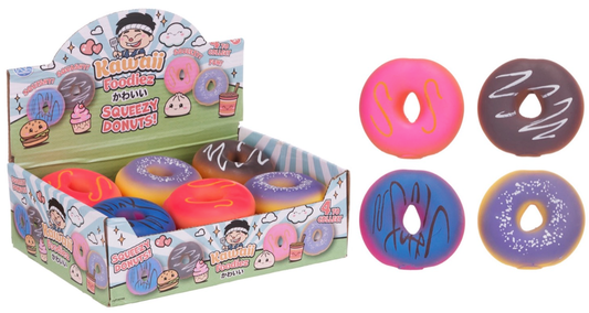 7.5CM KAWAII SQUEEZY DONUT 4 ASST (DB)