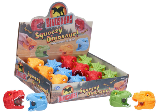 DINOSAUR SQUEEZY HEAD 4 ASST