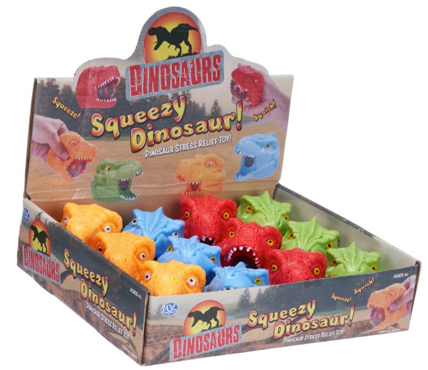 DINOSAUR SQUEEZY HEAD 4 ASST