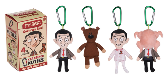 5"/12CM MR BEAN KARABINER KUTIE CLIPS 4 ASST
