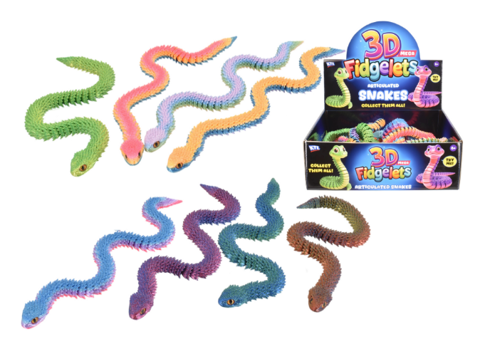 3d 30cm Snakes (8 Assorted) - Display Box