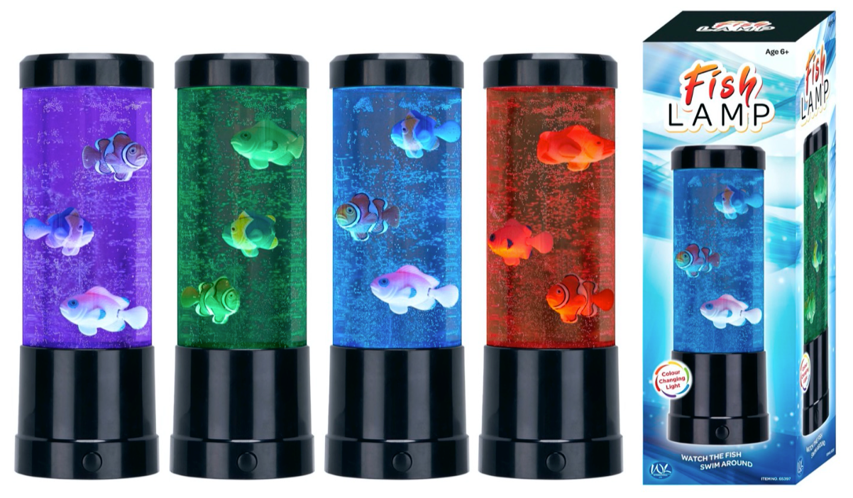 25CM B/OP COLOUR CHANGING FISH LAMP