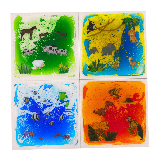 Animal Themed Liquid Floor Sensory Tiles Set of 4 30cm